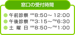 窓口の受付時間