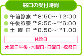 窓口の受付時間